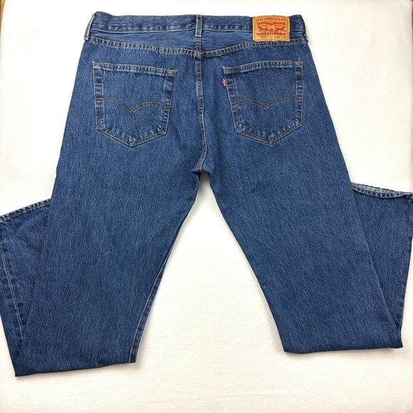 Levi’s 501 Button Fly Medium Wash Rugged Solid Classic “50’s” Jeans Size 36/32 - Picture 1 of 15